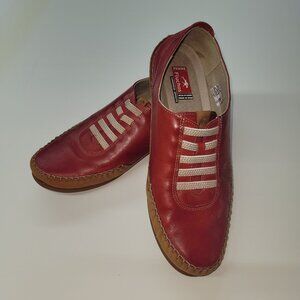 Fluchos Shoes Womens Size 41 Leather Comfort Casual Slip On Floral Detail Spain
